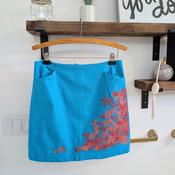 Lilly Pulitzer Blue Pencil Mini Skirt Sz 10. - Picture 1 of 8